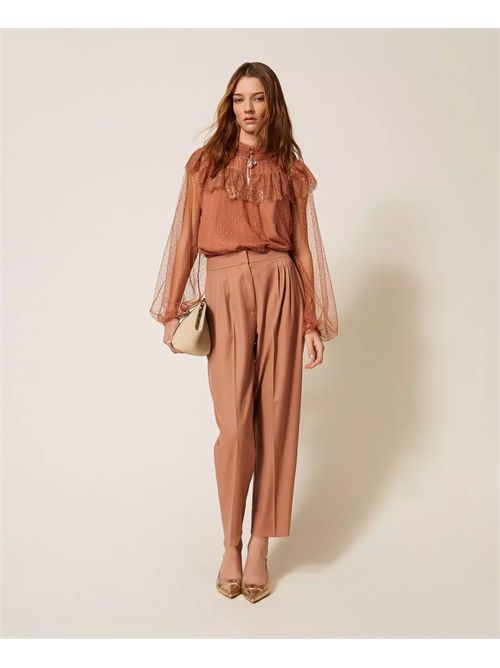 Blusa in tulle plumetis e pizzo TWINSET | TP2772/13168